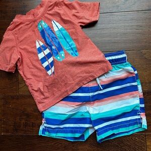 The Children's Place Red and Blue Swim Trunks Classic Design